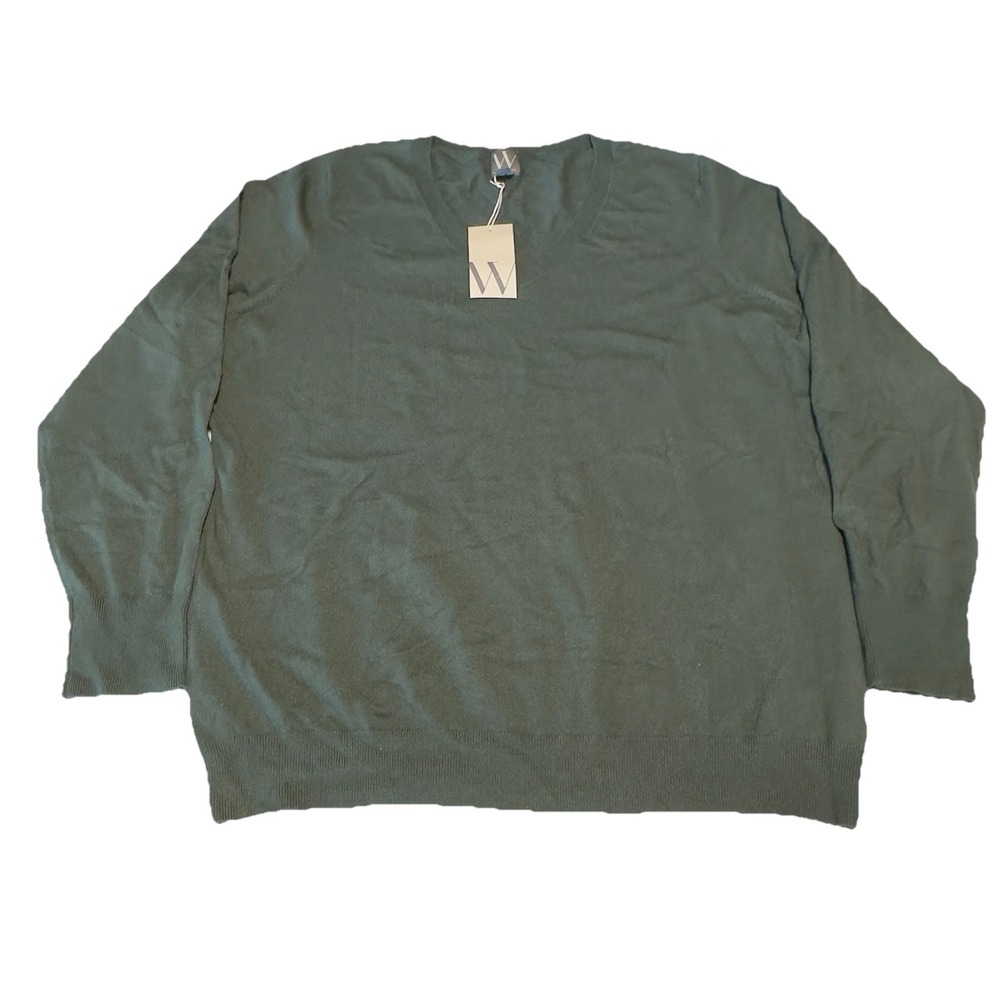 NWT‎ Worthington Duffel Green Long Sleeve Thin Knit Sweater Size XXL V-Neck